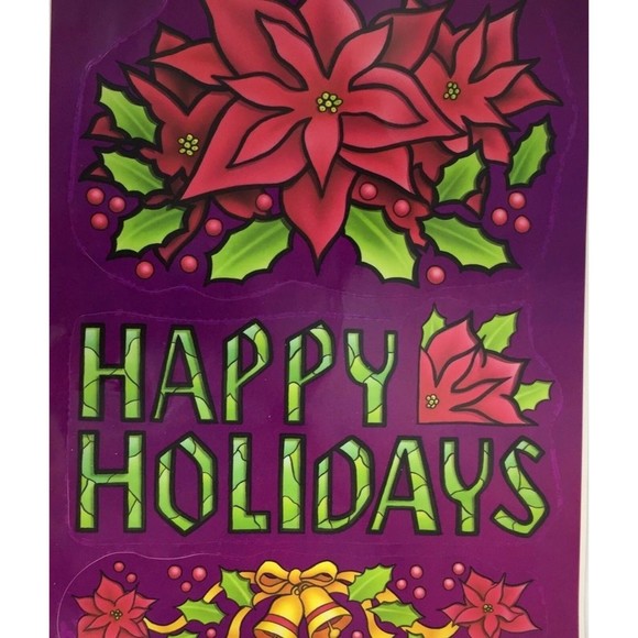 Vintage Christmas Window Clings 4 Sheets 33 pieces Ornaments Wreath Candy Cane - Picture 12 of 12